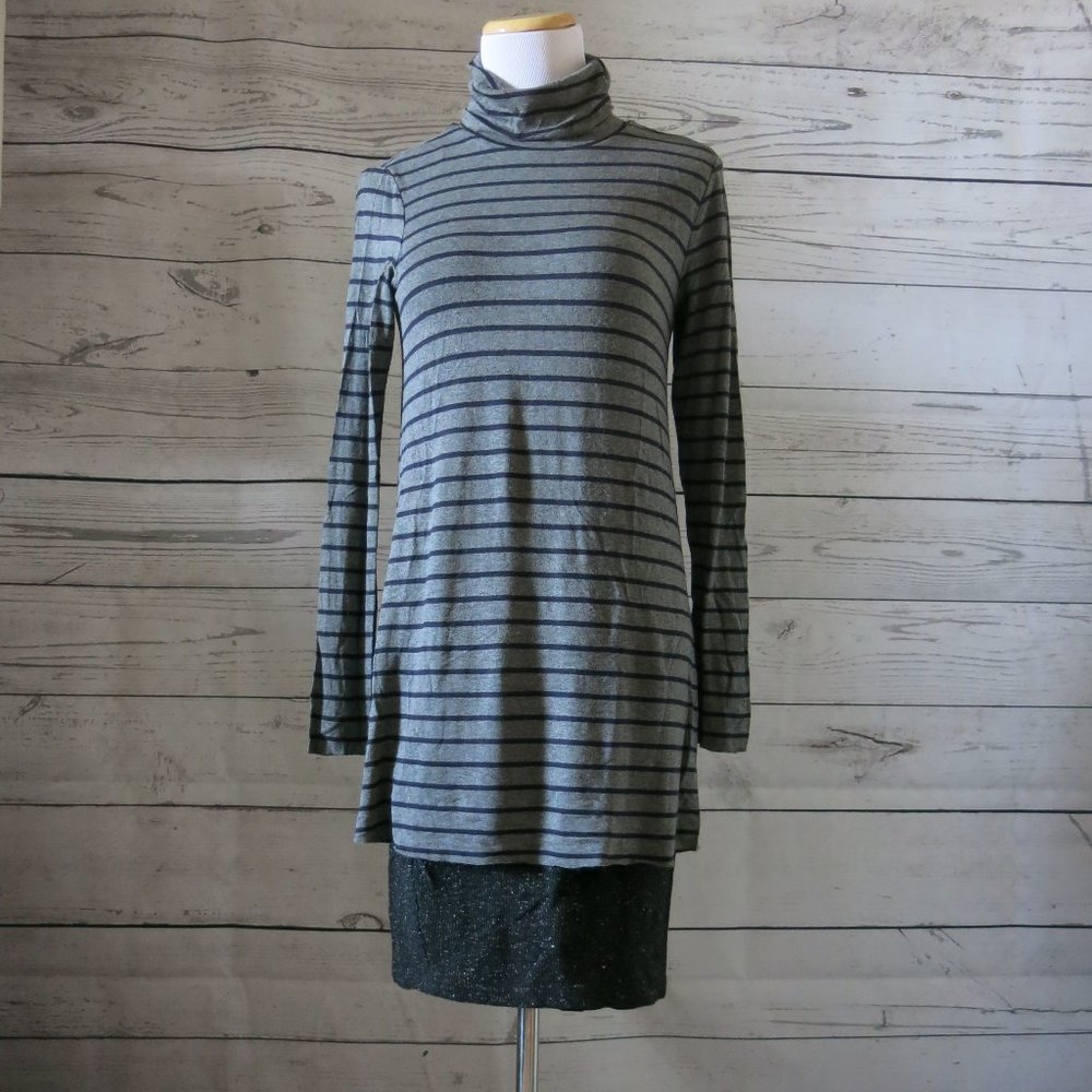 Bailey 44 Multi Color Stripe Long Sleeve Turtleneck Sweater Dress - Size Medium